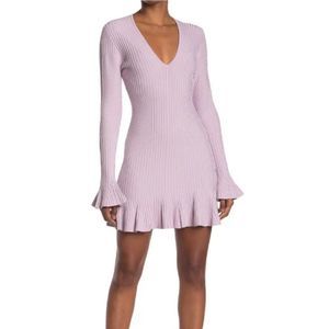 NWT Jonathan Simkhai Rib Knit V-Neck Dress Directional purple sz L